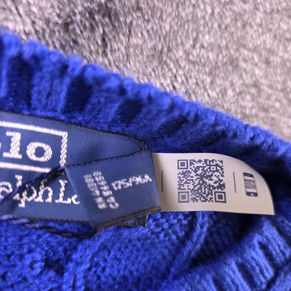 Polo Ralph Lauren Cable Knit Iconic USA Flag Sweater Mens L Blue Patriotic